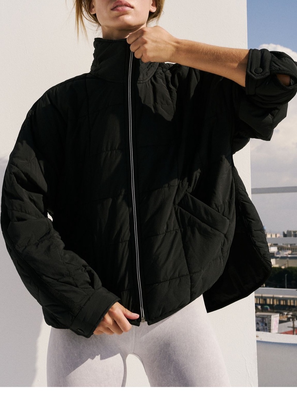 Free People Pippa Packable Puffer Jacket, XL, Black